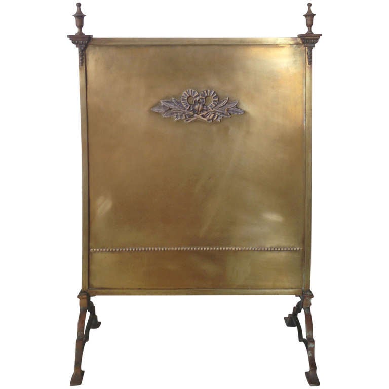 Vintage Brass Fire Screen at 1stdibs