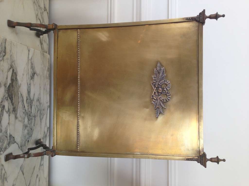 American Vintage Brass Fire Screen For Sale