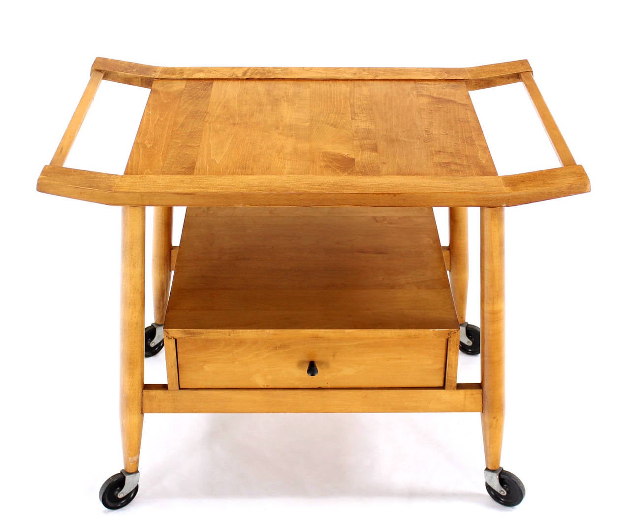 Very nice blond solid birch mid century cart in style of Paul McCobb.