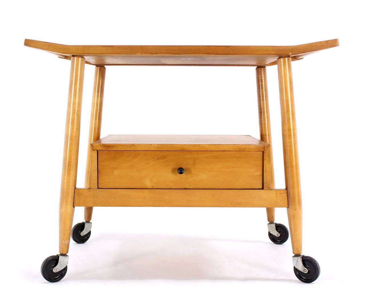 20th Century Mid-Century Modern Solid Birch Cart Serving Table
