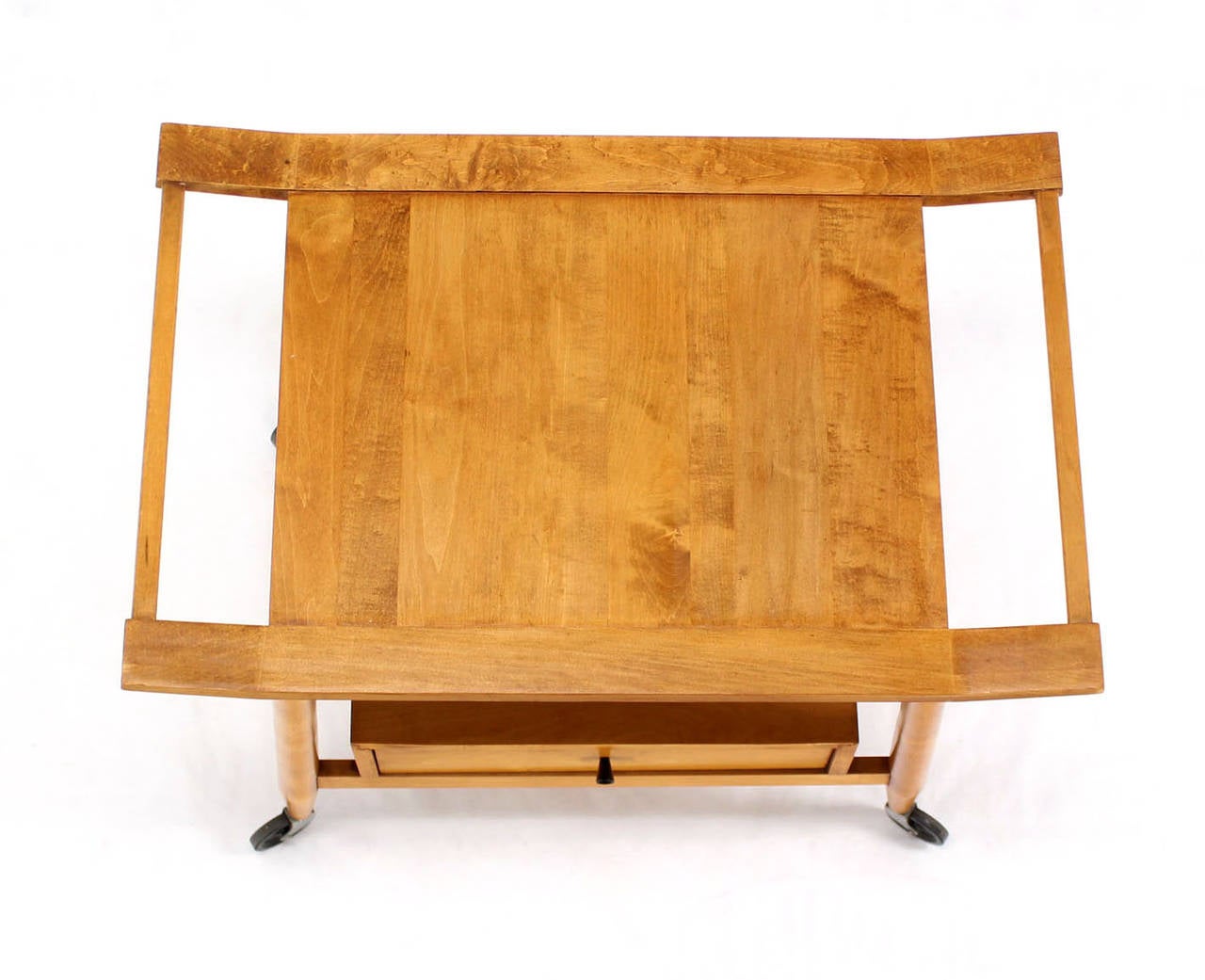 American Mid-Century Modern Solid Birch Cart Serving Table