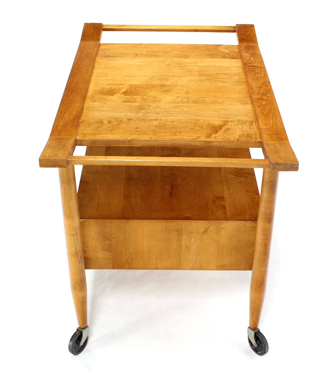 Mid-Century Modern Solid Birch Cart Serving Table 2
