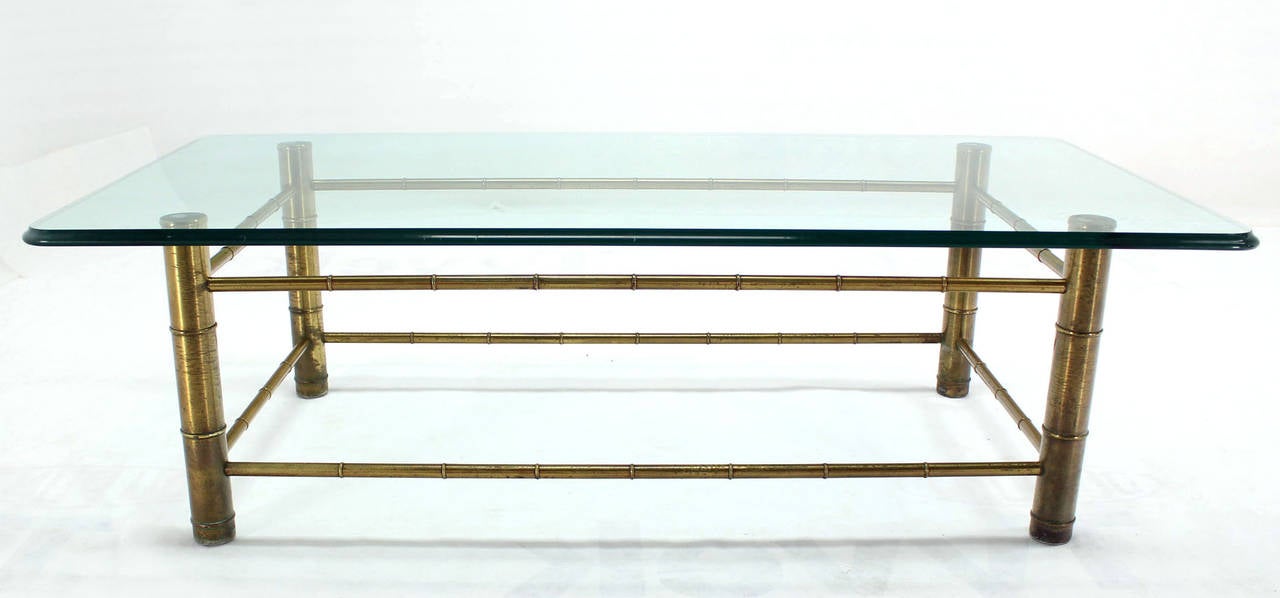 Faux Bamboo GlassTop Coffee Table, MidCentury Modern at 1stDibs