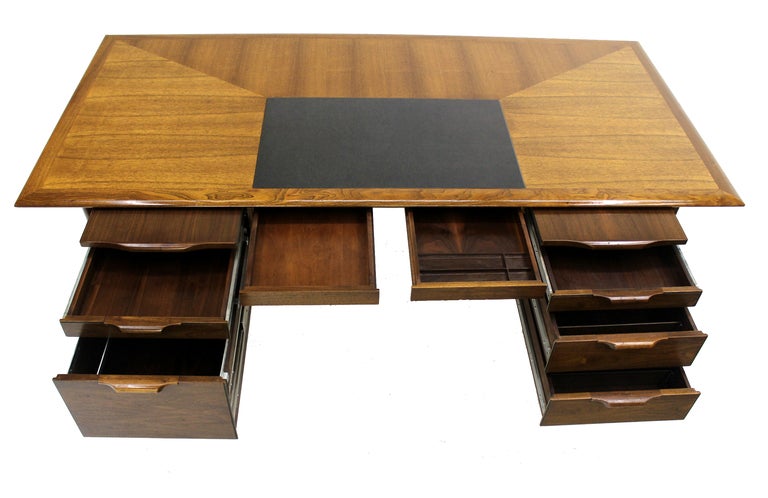 American Huge Danish Mid Century Modern Walnut Executive Desk