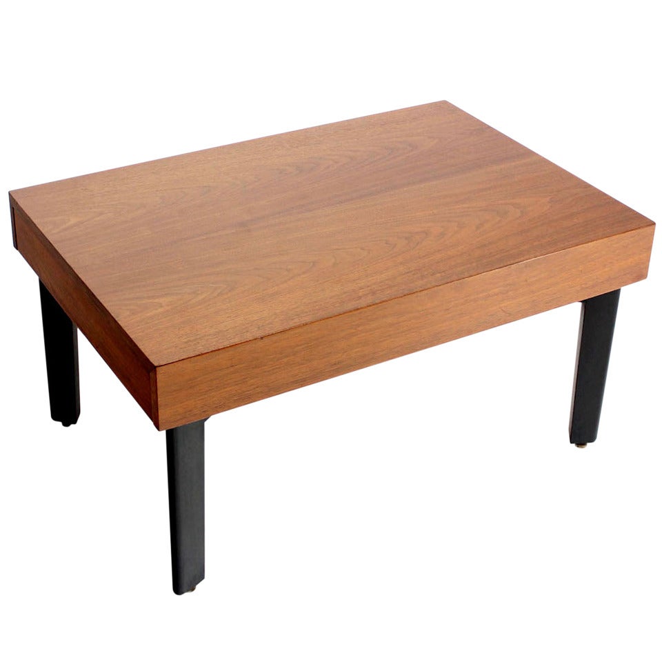 George Nelson Mid-Century Modern Walnut Coffee or Side Table with Pull-Out Trays