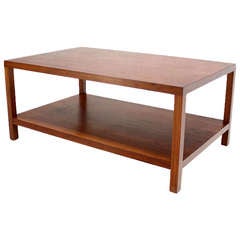 Mid-Century Modern Parson Style Coffee Table with Bottom Shelf