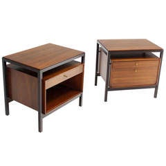Pair of Walnut End Tables or Nightstands Mid Century Modern