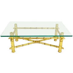 Gilt Faux Bamboo Base 3/4" Glass Top Coffee Table
