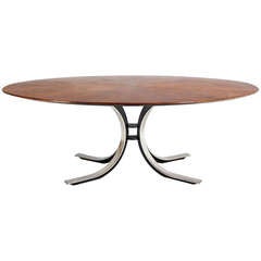 Mid Century Modern Oval Walnut Dining Table by Borsani