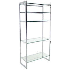 Mid Century Modern Chrome and Glass Etagere Milo Baughman