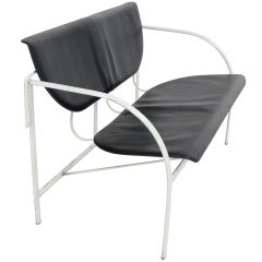 Stendig Mid-Century Modern Leather and Steel Frame Loveseat