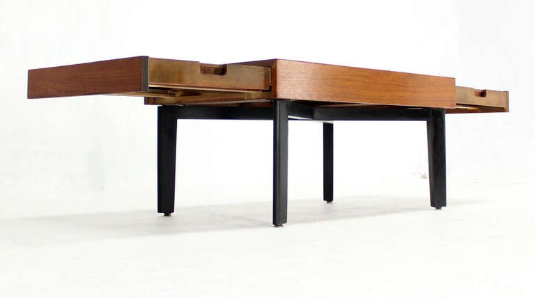 George Nelson Mid-Century Modern Walnut Coffee or Side Table with Pull-Out Trays 2