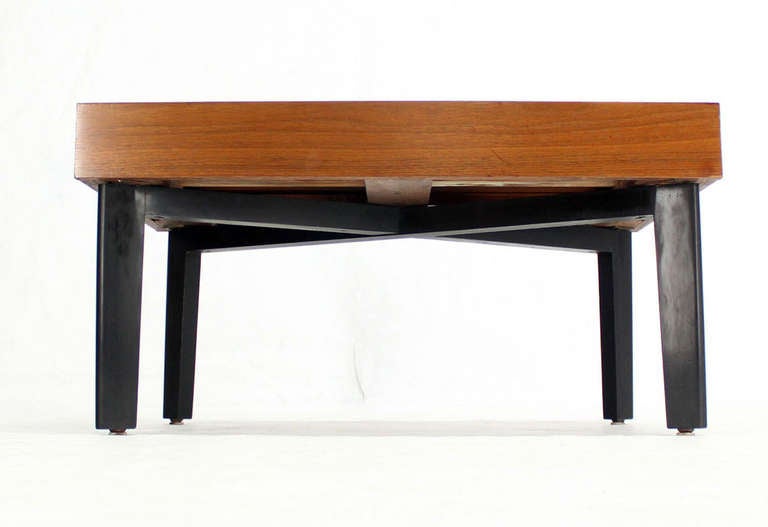 George Nelson Mid-Century Modern Walnut Coffee or Side Table with Pull-Out Trays 1