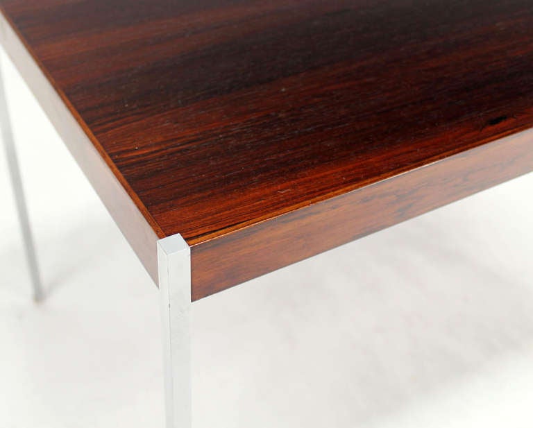 Chrome Danish Mid-Century Modern Occasional Side End or Coffee Table in Rosewood