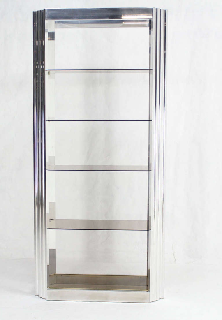 20th Century Pace Collection Mid-Century Modern Glass and Polished Metal Etagere