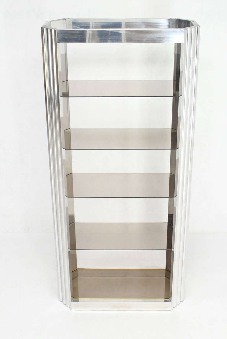 Pace Collection Mid-Century Modern Glass and Polished Metal Etagere 3