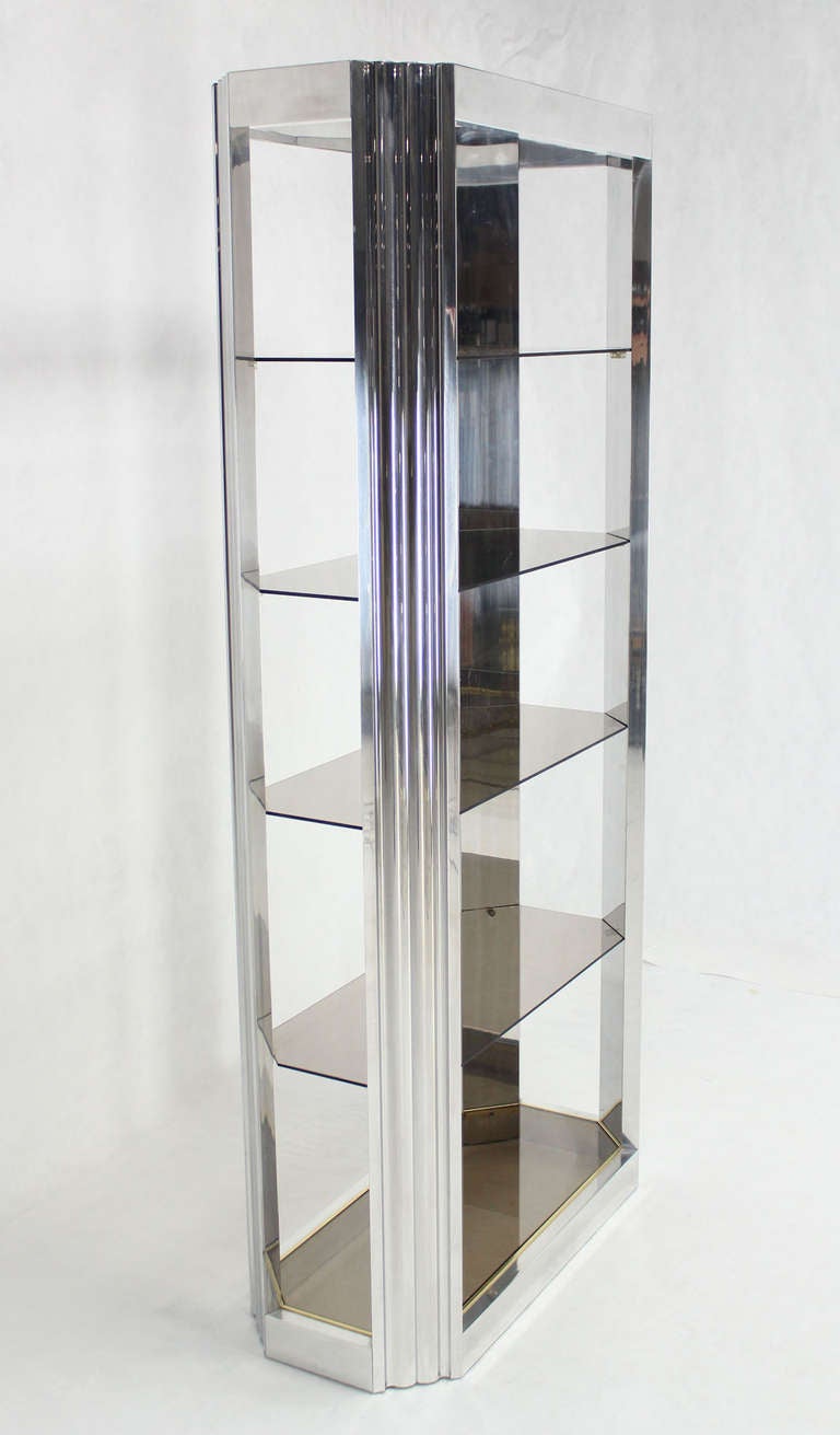 American Pace Collection Mid-Century Modern Glass and Polished Metal Etagere