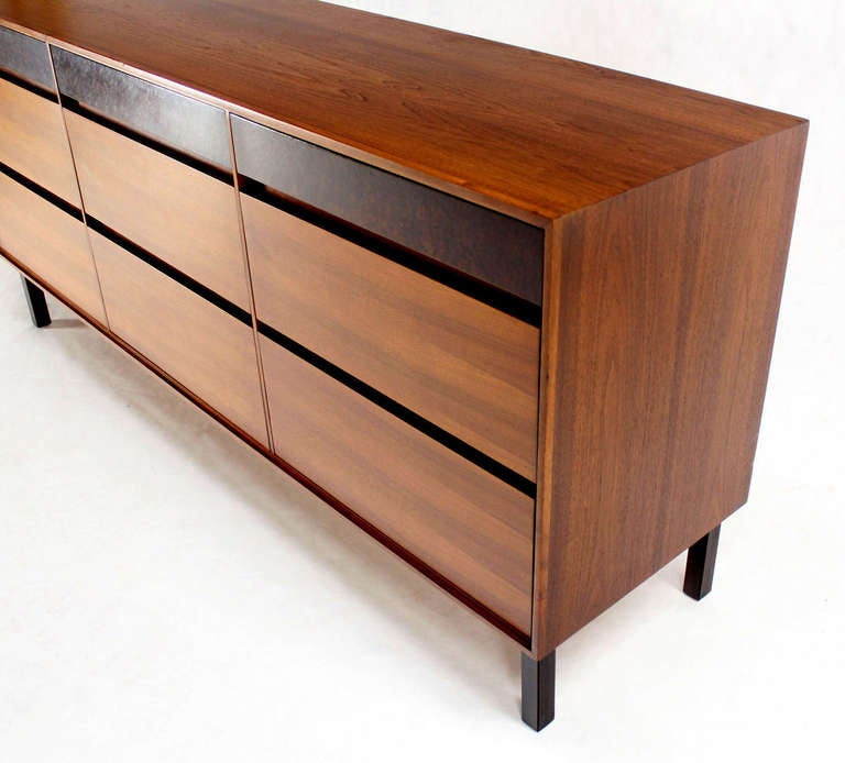 Mid-Century Modern Danish Mid Century Modern Walnut Long Dresser Credenza by John Stuart