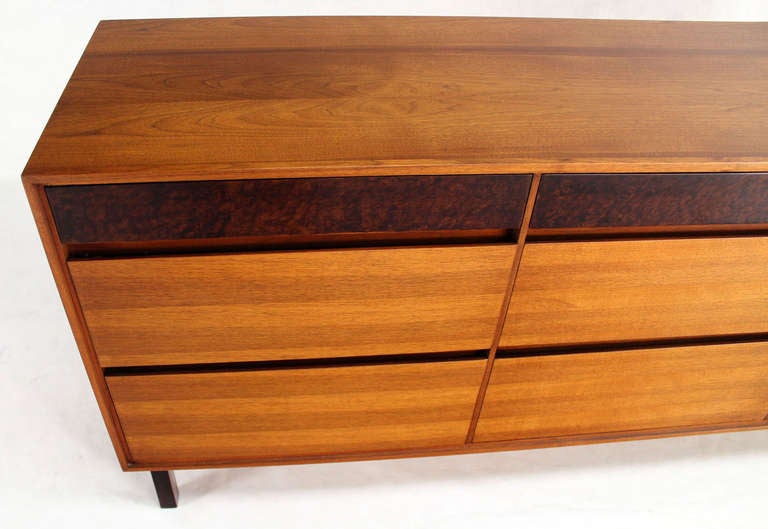 Danish Mid Century Modern Walnut Long Dresser Credenza by John Stuart In Excellent Condition In Rockaway, NJ