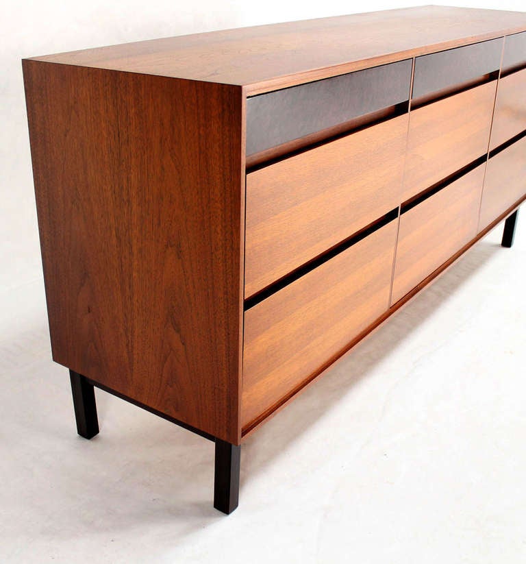 20th Century Danish Mid Century Modern Walnut Long Dresser Credenza by John Stuart