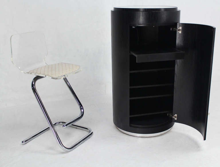 American Mid-Century Modern Swivel Light-Up Pedestal Cabinet