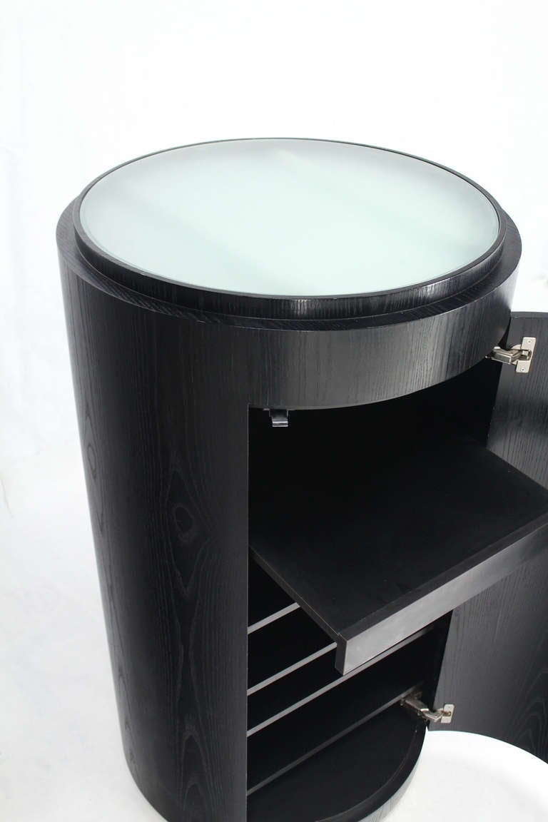 20th Century Mid-Century Modern Swivel Light-Up Pedestal Cabinet