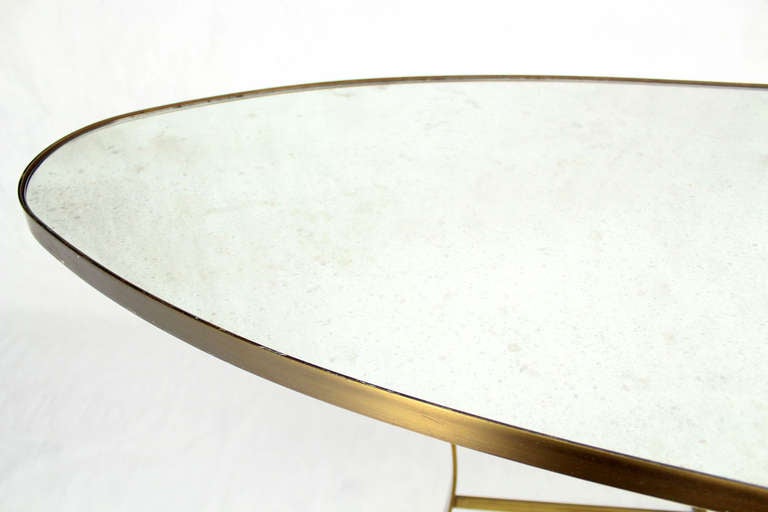 Metal Large Brass Oval Mirrored Top Bar Hight Table 