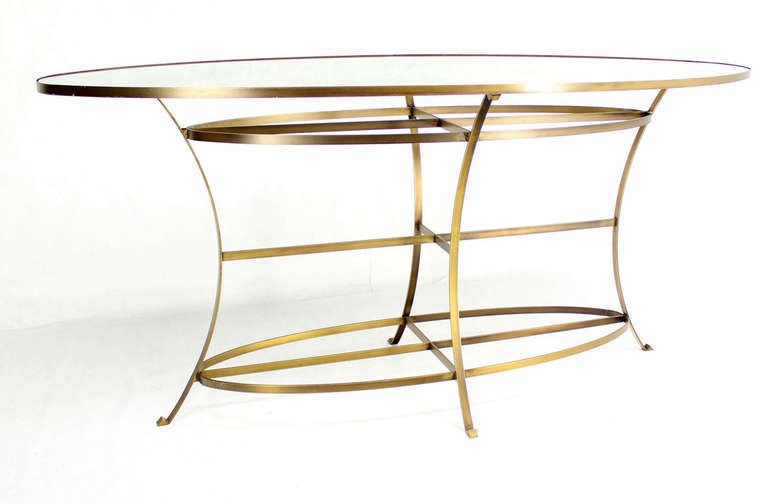 Large Brass Oval Mirrored Top Bar Hight Table  1