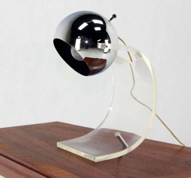 20th Century Chrome Globe and Lucite Base Mid-Century Modern Table Lamp