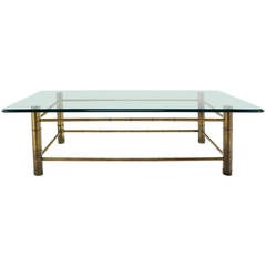 Faux Bamboo Glass-Top Coffee Table, Mid-Century Modern