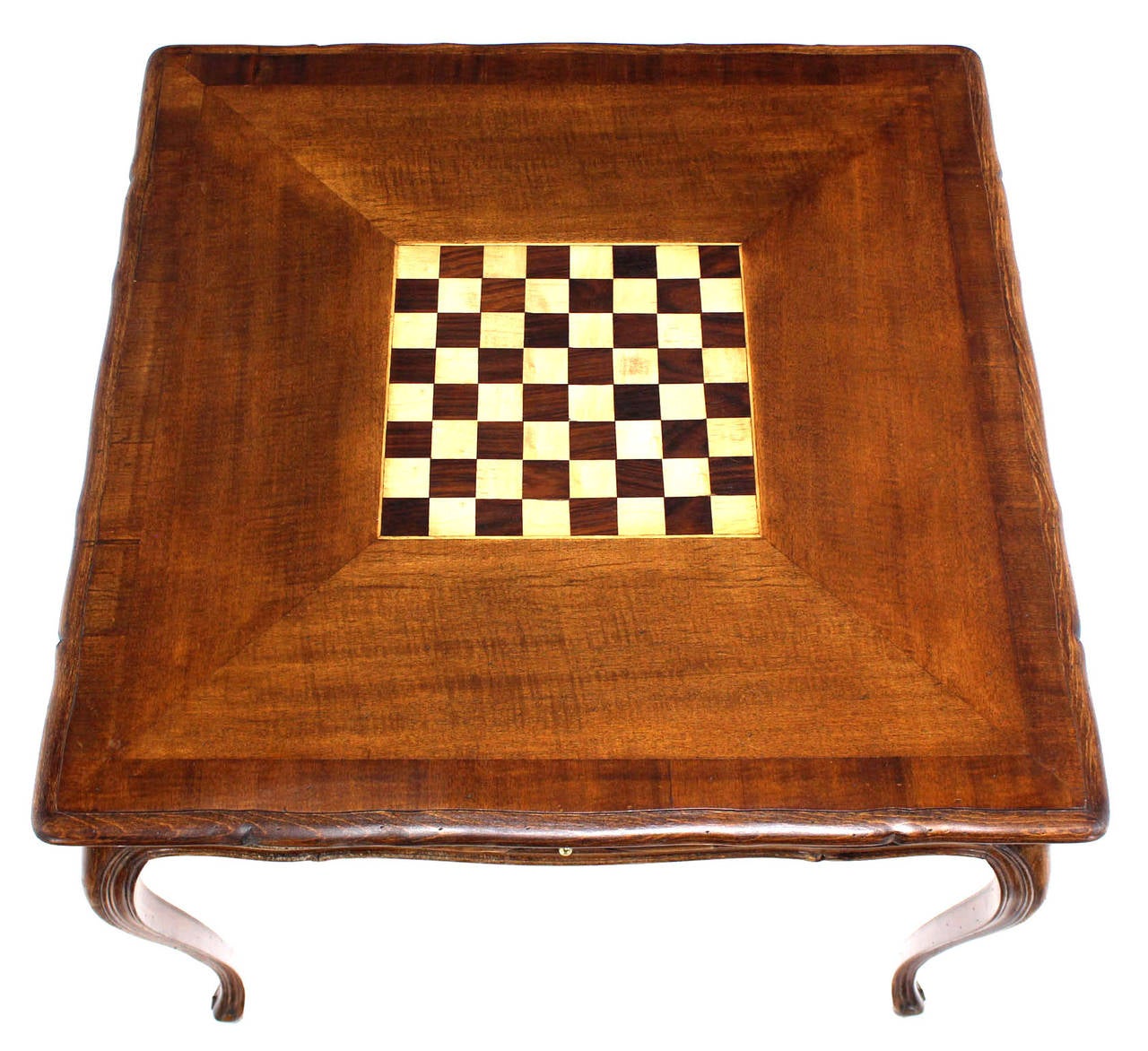 Mid-Century Modern Walnut Game Table with Built-In Chess Board