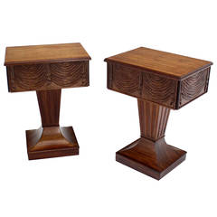Pair of One Drawer Very Fine Stands End Tables on Tapered Base