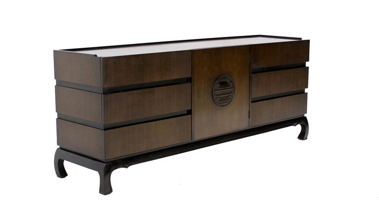 Mid-Century Modern Long Walnut Dresser 5