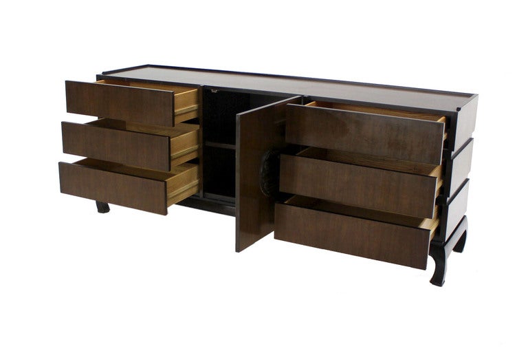Mid-Century Modern Long Walnut Dresser 2