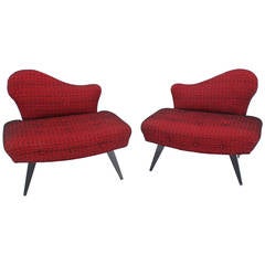Pair of Fireside Slipper Lounge Chairs