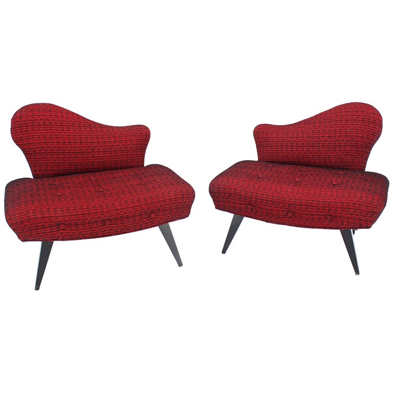 Pair of Fireside Slipper Lounge Chairs For Sale
