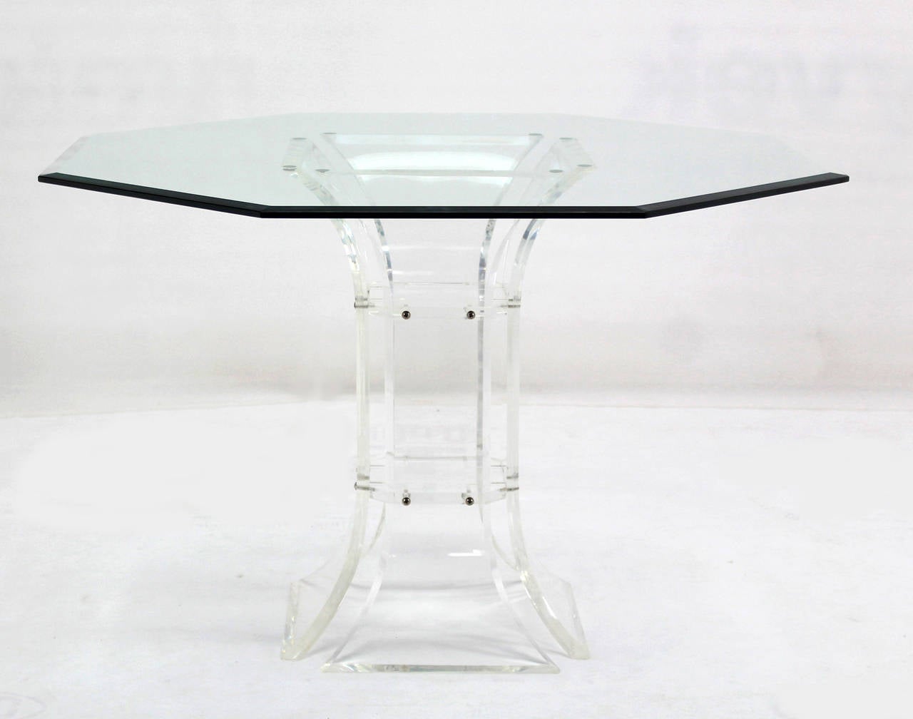 Hexagon Glass-Top and Lucite Base Center Table 3