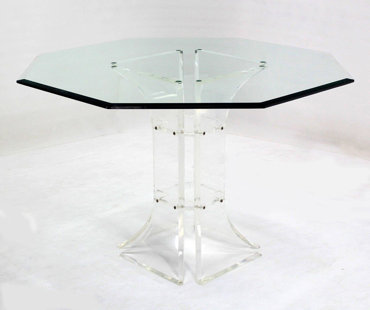 Hexagon Glass-Top and Lucite Base Center Table 4