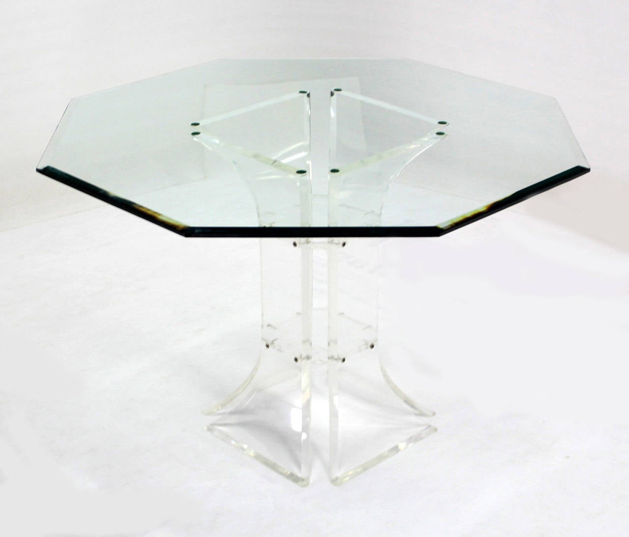 Hexagon Glass-Top and Lucite Base Center Table 2