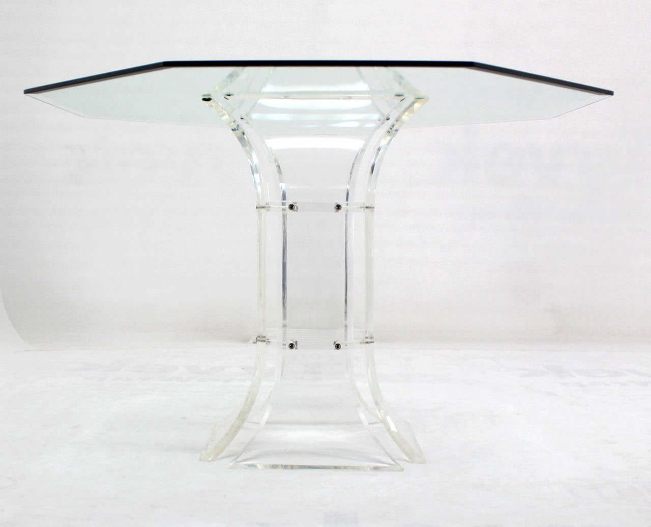 Hexagon Glass-Top and Lucite Base Center Table 1