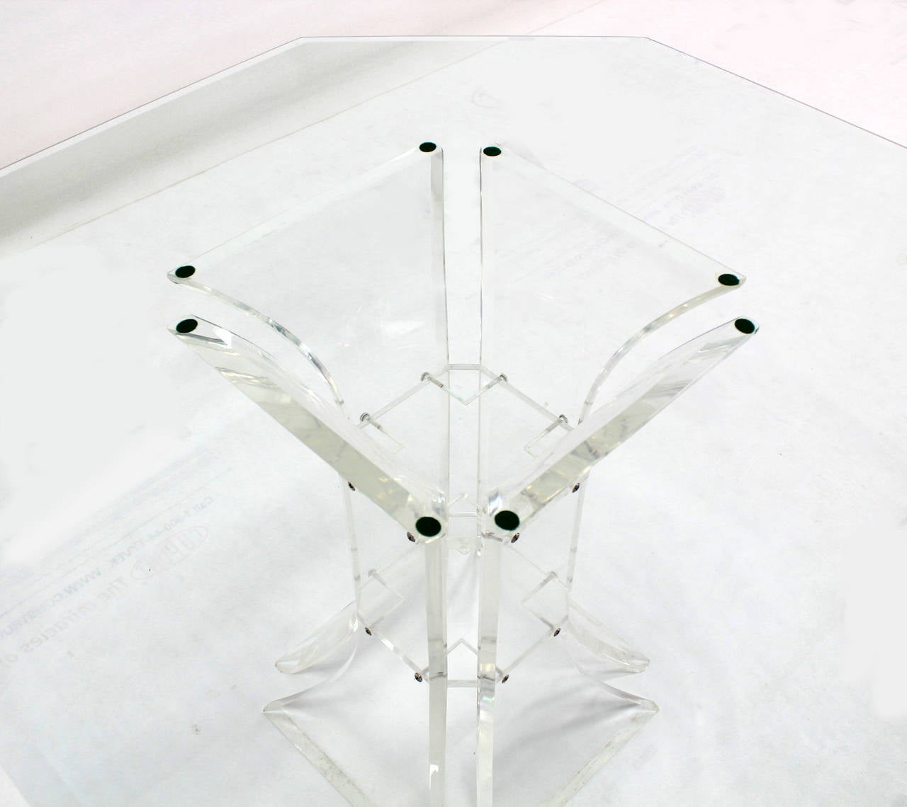 American Hexagon Glass-Top and Lucite Base Center Table