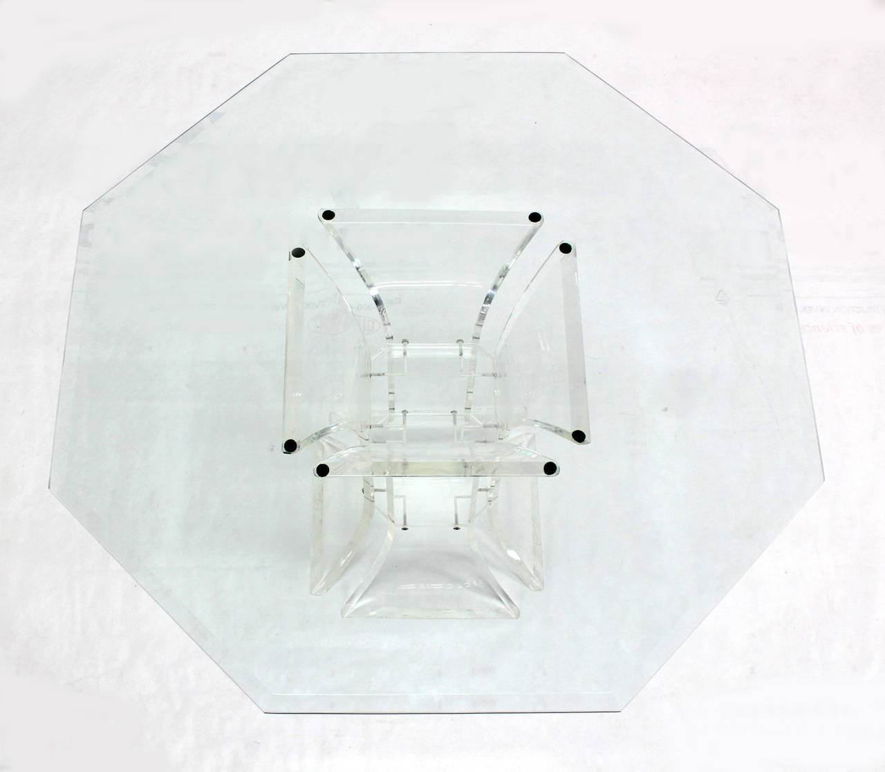 Mid-Century Modern Hexagon Glass-Top and Lucite Base Center Table