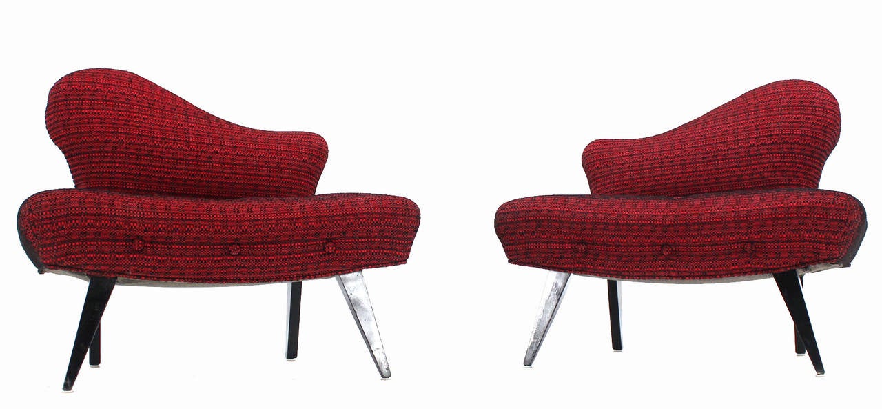 Pair of Fireside Slipper Lounge Chairs 4