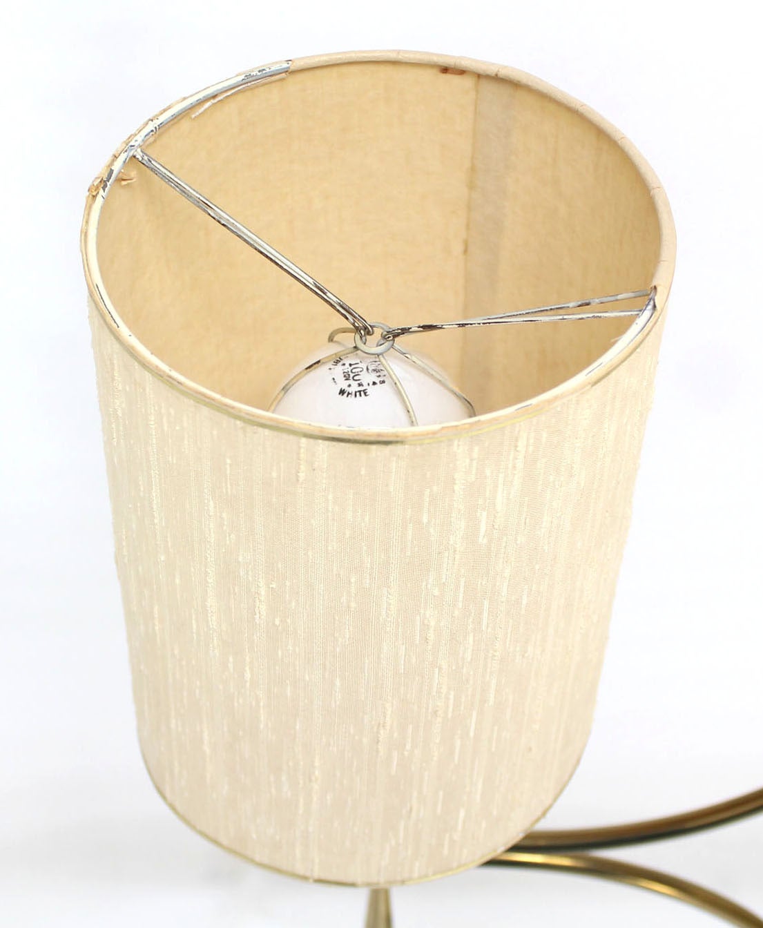 Mid Century Modern Walnut Brass Floor Lamp with Round Marble Side Table