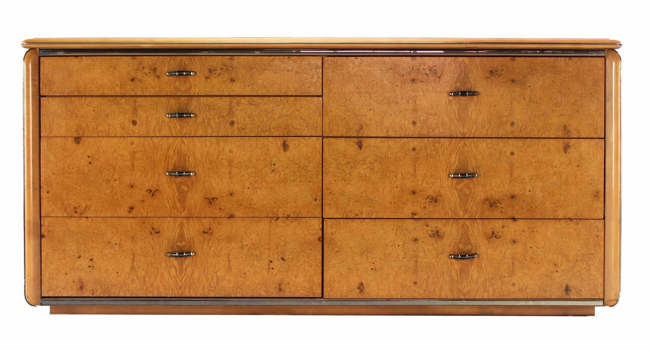 Mid-Century Modern Burl Wood Midcentury Long Dresser or Credenza