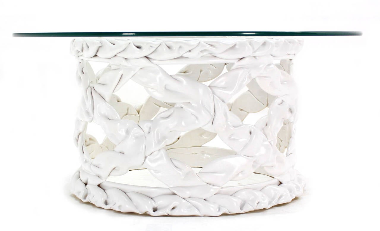 Tony Duquette Ribbon Round Coffee Table with Glass Top