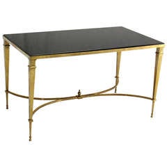 Solid Brass and Granite Top Jensen Style Coffee Side Table