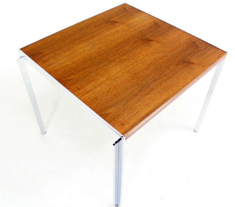 Mid-Century Modern Stow Davis Walnut and Chrome Coffee Table 3