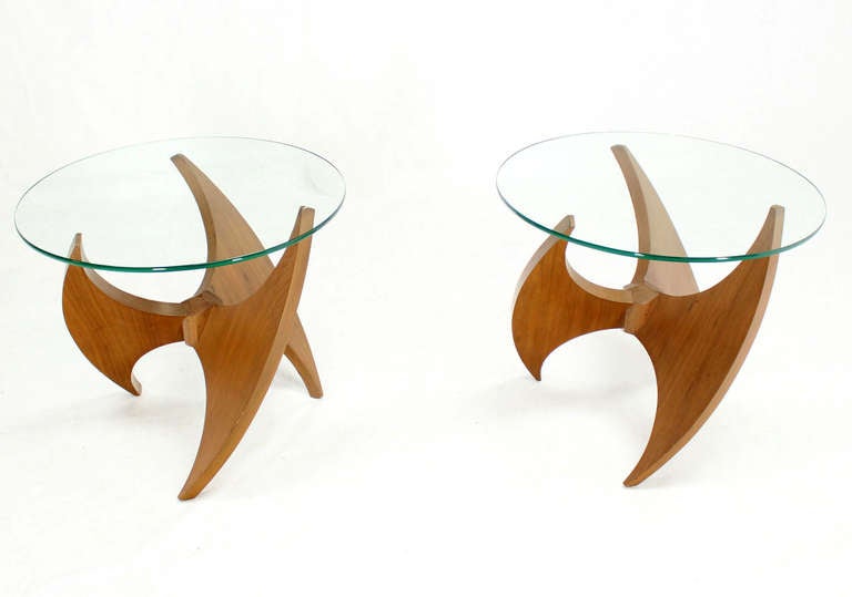 Pair of very nice mid century modern propeller bases end tables possibly by Adrian Pearsall.