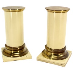 Pair of Brass and Lacquered Wood Pedestals